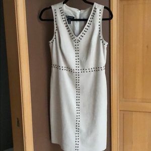 Inc faux suede cream dress with studs